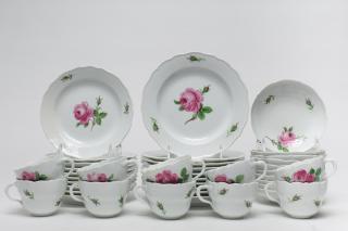 Appraisal: Meissen Pink Rose Porcelain Partial Coffee Set Meissen factory seconds