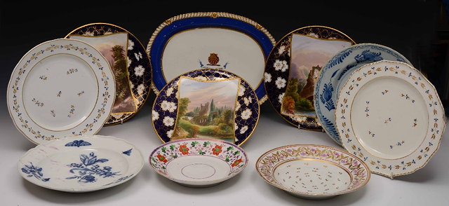 Appraisal: A Minton set of three cabinet plateseach with inscription one