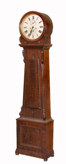 Appraisal: A LATE REGENCY MAHOGANY EIGHT DAY LONGCASE CLOCK the diameter