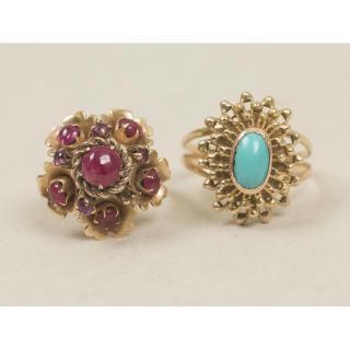 Appraisal: Two K Gold Rings One K gold ring with pink