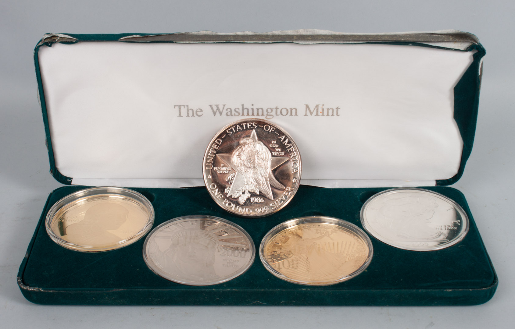 Appraisal: Silver Bullion Five Washington Mint medallions comprising Texas Independence Centennial