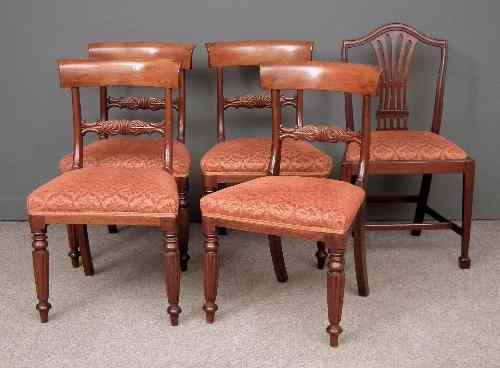 Appraisal: A set of four George IV mahogany dining chairs with