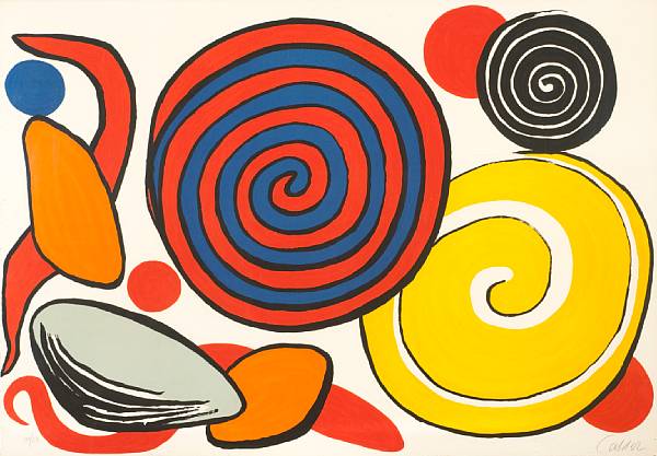 Appraisal: Alexander Calder Untitled Red and Blue Spiral s Lithograph printed