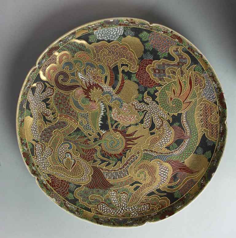 Appraisal: LARGE JAPANESE SATSUMA CHARGER of circular shape with delicately incurved