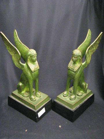 Appraisal: Pair of Bronzed Bookends Egyptian Pheonix decor deco era