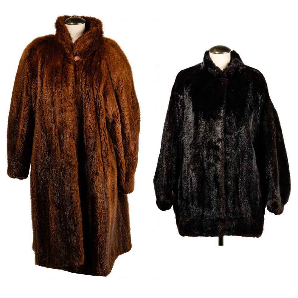 Appraisal: MINK FUR COATS ladies coats including a black waist-length cuffed