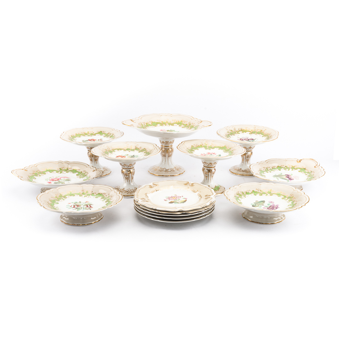 Appraisal: Grainger china partial dessert service mid- th century painted floral