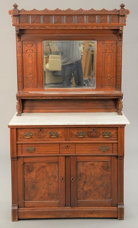 Appraisal: Eastlake Victorian marble top sideboard ht in wd in Eastlake