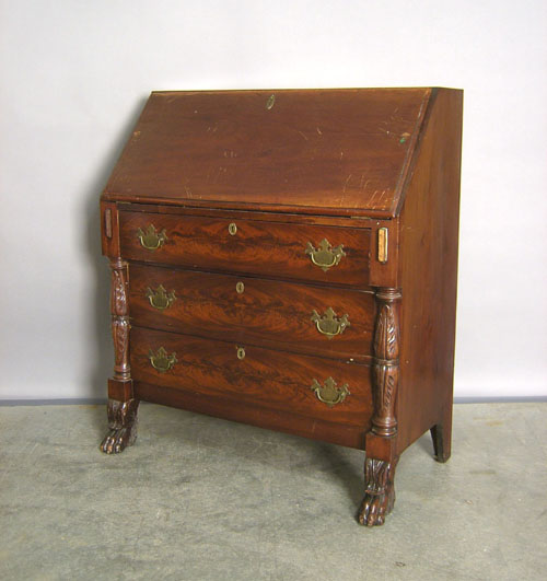 Appraisal: Empire mahogany slant front desk h w