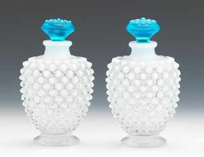 Appraisal: A Pair of Fenton Glass Perfume Bottles Two molded hobnail