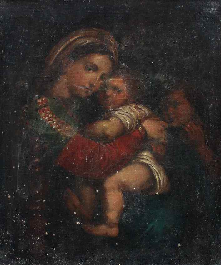 Appraisal: GOOD MADONNA CHILD th CENTURY PAINTING AFTER RAPHAEL Oil Canvas