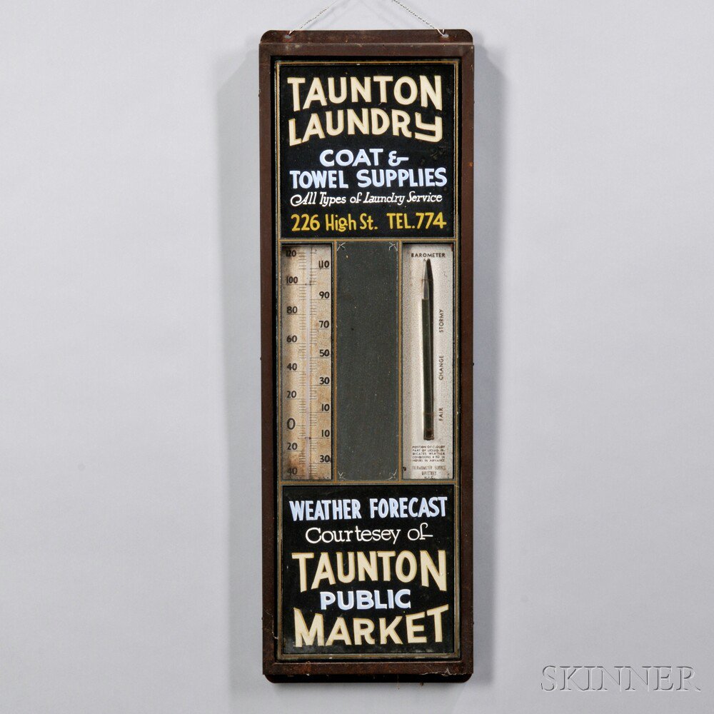 Appraisal: Taunton Laundry Weather Forecast Advertising Sign first half th century