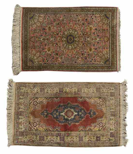 Appraisal: Two Persian Wool Mats each with a center medallion within