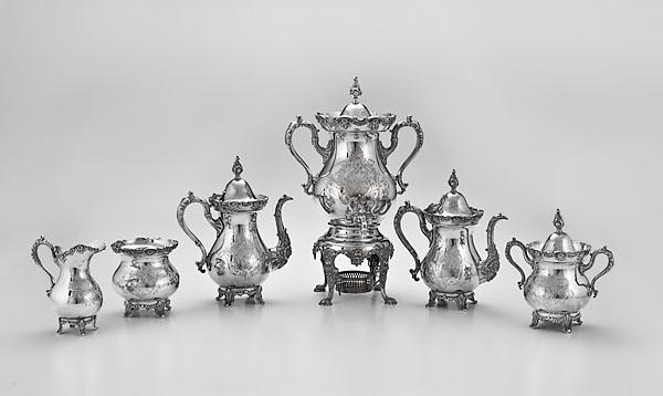 Appraisal: ROCOCO REVIVAL SILVERPLATE COFFEE AND TEA SERVICE American ca -