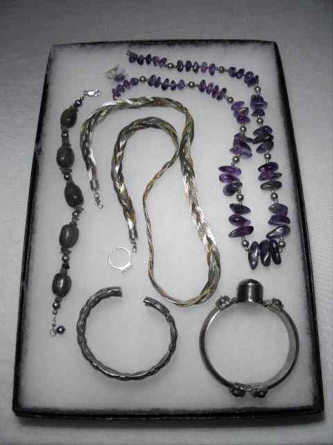 Appraisal: Assorted sterling silver jewelry Includes Sterling and amethyst necklace ''