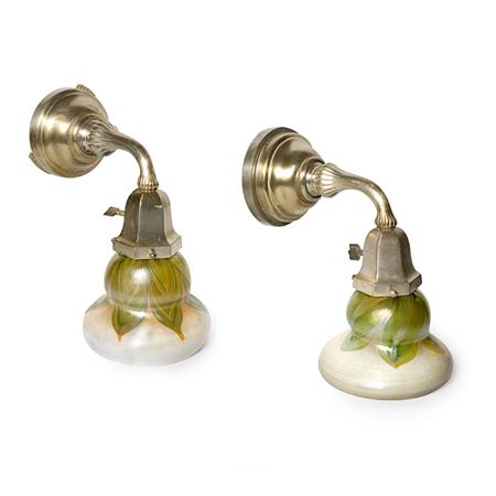 Appraisal: Pair of Tiffany Favrile Glass Shades Together with a Pair