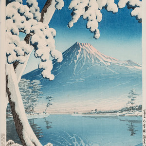 Appraisal: Kawase Hasui - Mt Fuji After Snow Winter Moon at