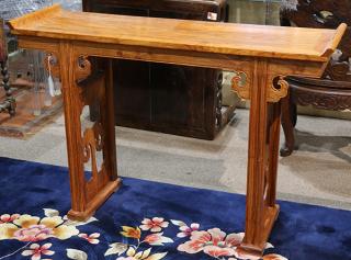 Appraisal: Chinese Wooden Narrow Table Chinese hardwood narrow table qiao tou