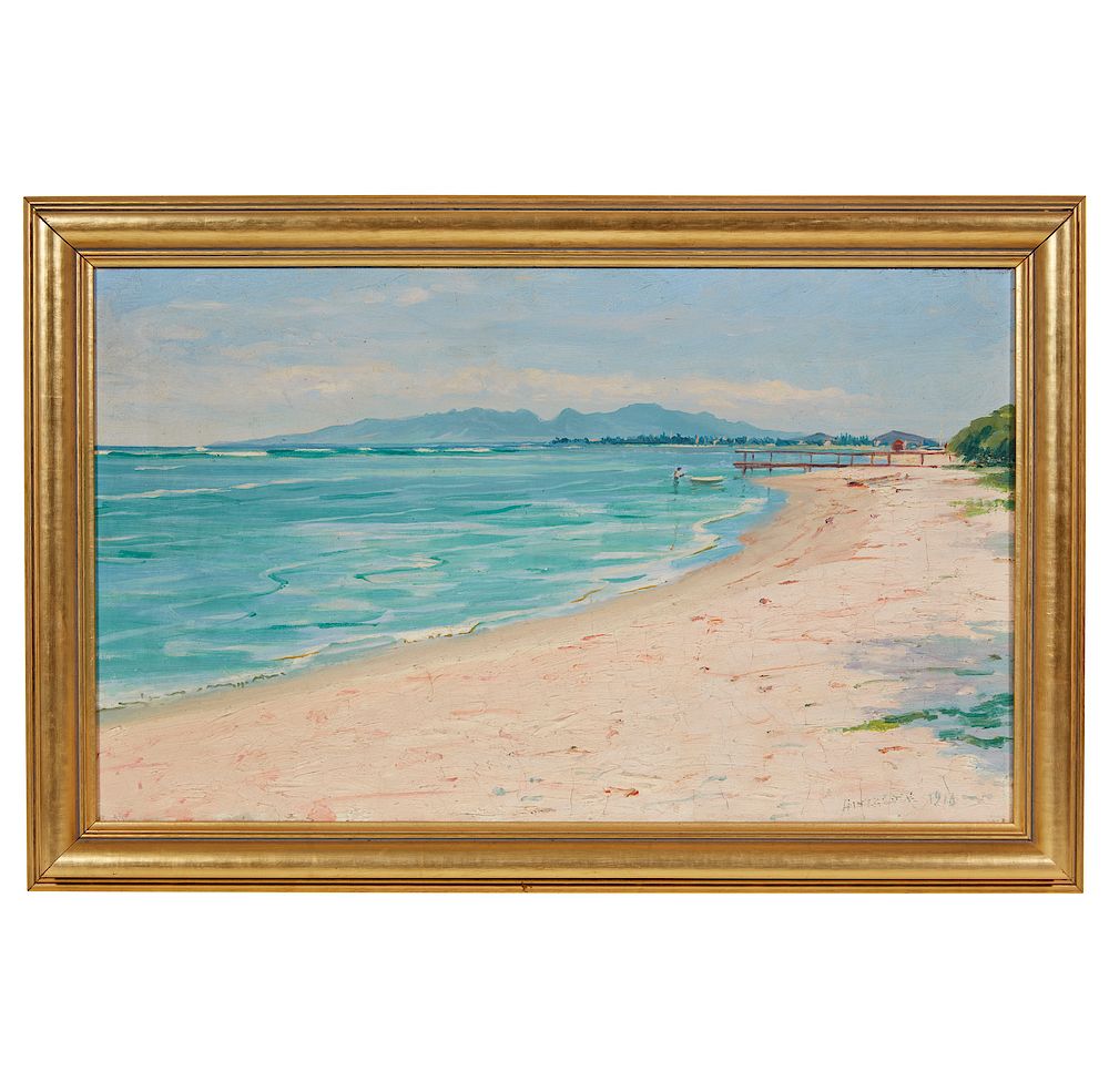 Appraisal: David Howard Hitchcock - Painting Near Pearl Harbor Framed David