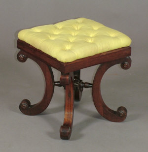 Appraisal: A William IV rosewood piano stool the lemon yellow button