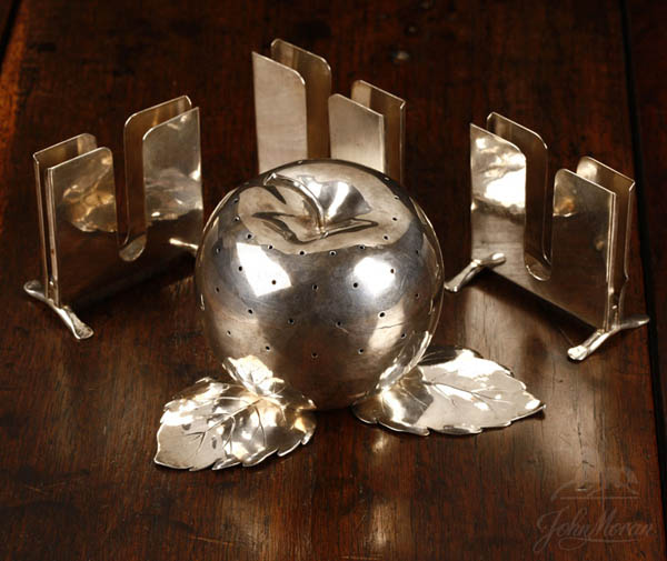 Appraisal: Clemens Friedell sterling apple toothpick holder Clemens Friedell sterling apple