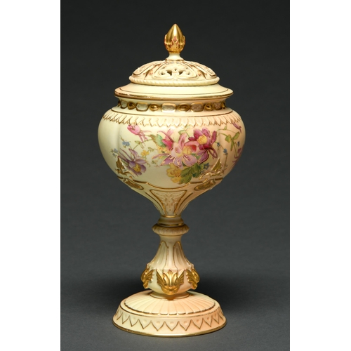 Appraisal: A Royal Worcester pot pourri vase and cover the lobed