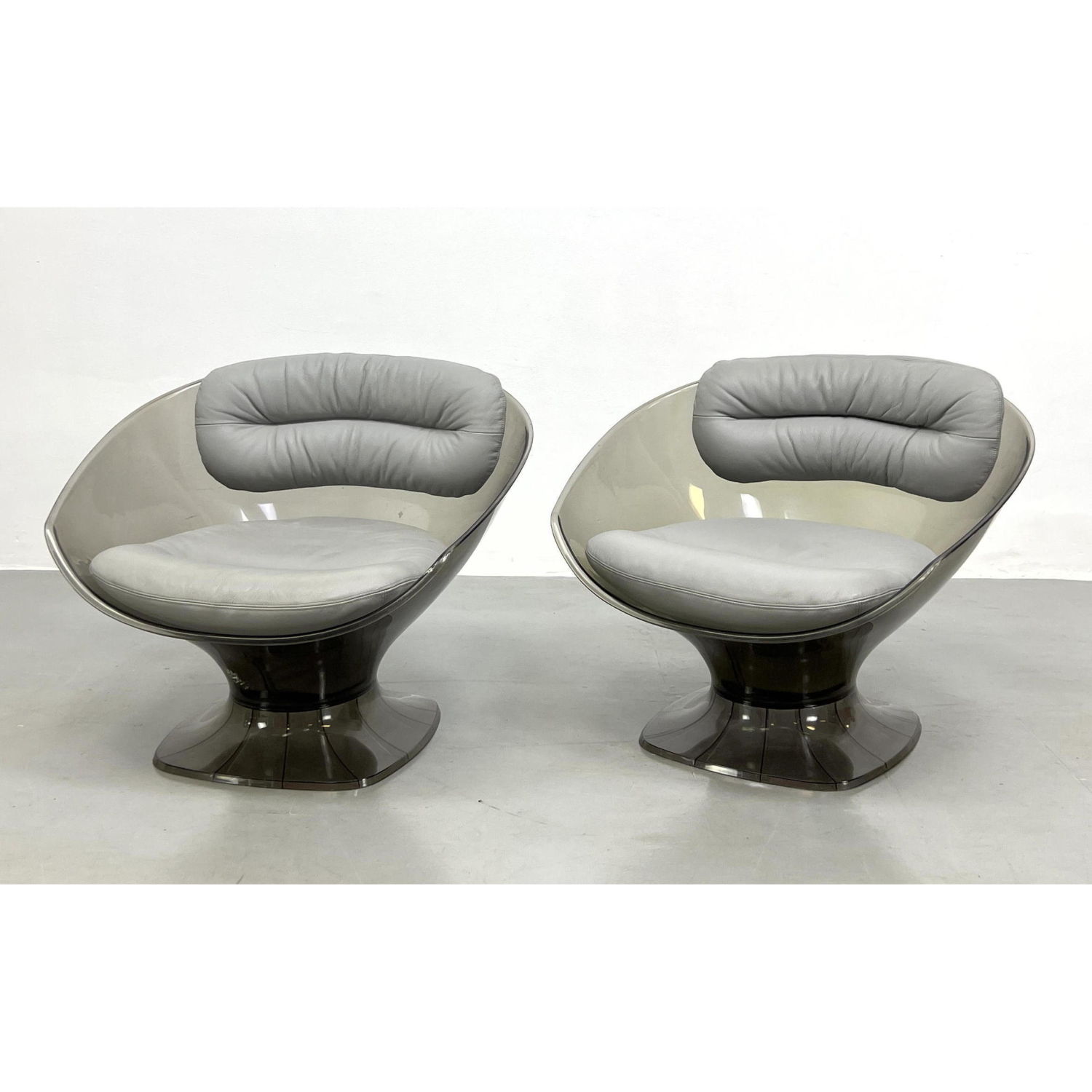 Appraisal: Pair RAPHAEL RAFFEL Acrylic and Leather Lounge Chairs Dimensions H