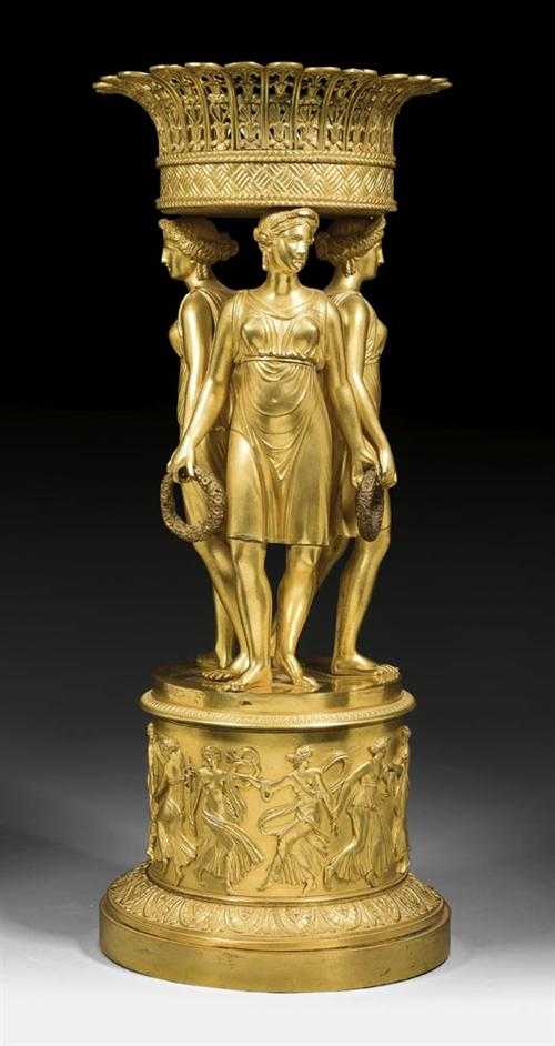 Appraisal: GILT BRONZE TABLE ORNAMENT OF THE THREE GRACES Empire signed