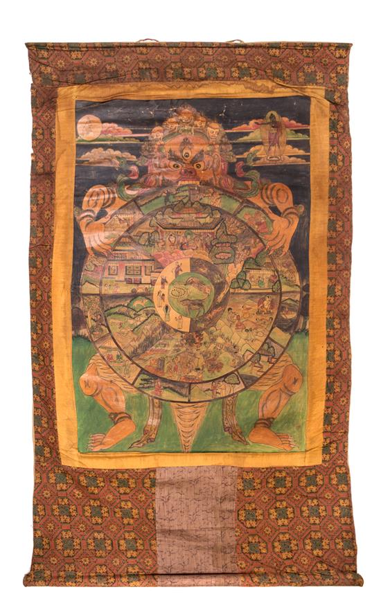 Appraisal: Sale Lot A Tibetan Thangka th century painted depicting Yama