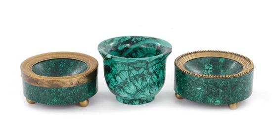 Appraisal: Malachite bowls two probably th century Russian with ormolu-mounts H