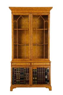 Appraisal: Maitland Smith Leather Covered Bookcase Cabinet Maitland Smith American founded