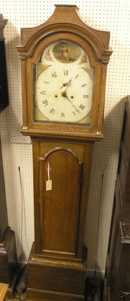 Appraisal: A late George III eight day longcase clock arched painted