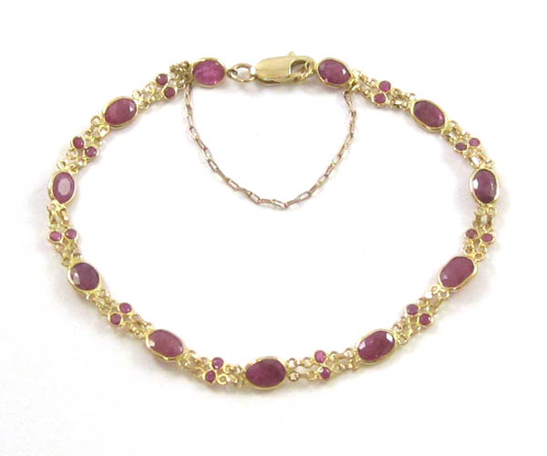 Appraisal: RUBY AND FOURTEEN KARAT GOLD BRACELET - inches in length