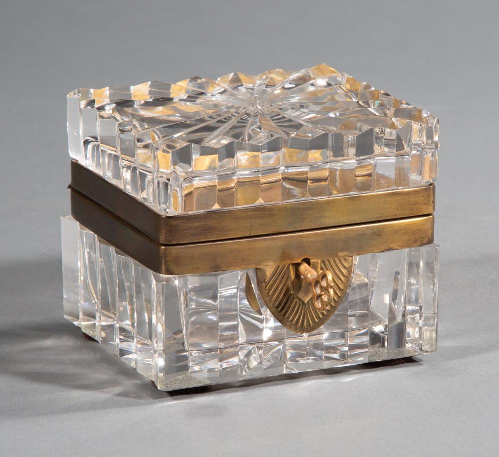 Appraisal: Brass-Mounted Baccarat Crystal Box radial cut lid h in w