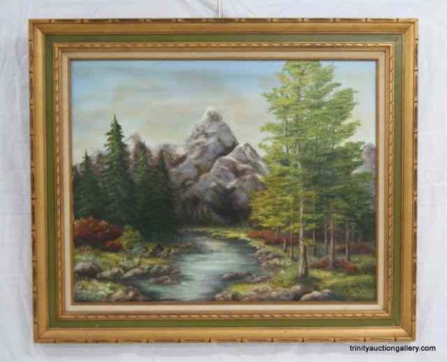 Appraisal: Oil on Canvas Mountain Landscape PaintingPainted by Elizabeth Hicks dated