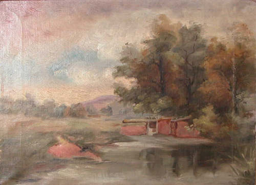 Appraisal: Country Stream with Dam th th Century Continental School Oil