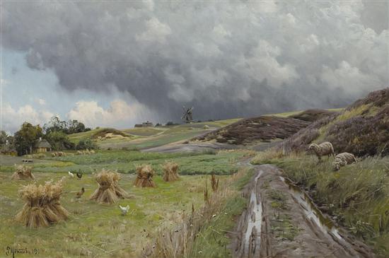 Appraisal: PEDER MORK MONSTED Dutch - The Corn Stooks oil on