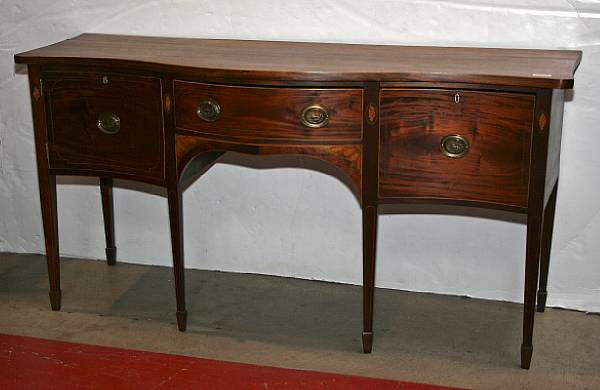 Appraisal: A Federal style inlaid mahogany sideboard late th century height