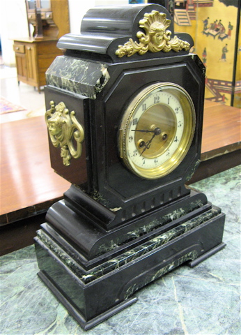 Appraisal: MARBLE AND BLACK SLATE CASED MANTEL CLOCK French early th