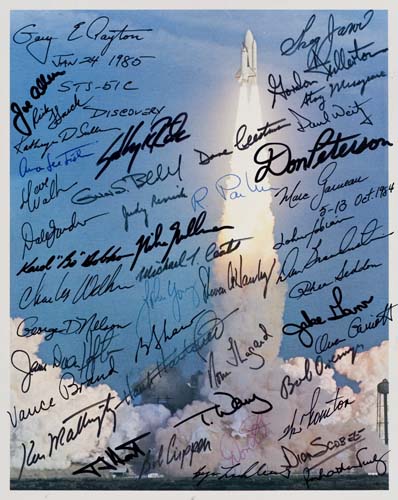 Appraisal: Multi-Signed Shuttle Launch Print An x inch NASA color lithograph