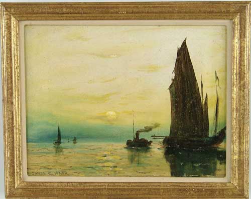 Appraisal: JAMES GALE TYLER American - SUNRISE OVER HARBOR Small oil