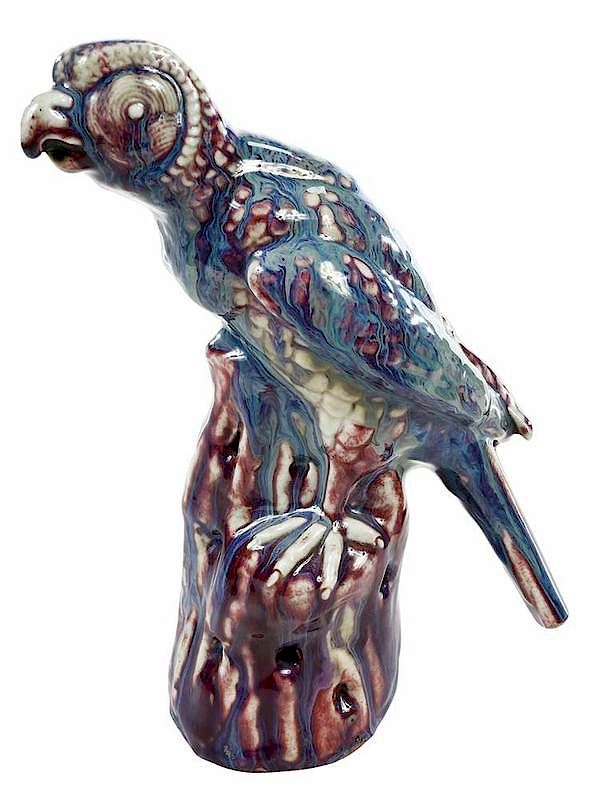 Appraisal: Chinese Flambe Glazed Porcelain Parrot possibly late th early th