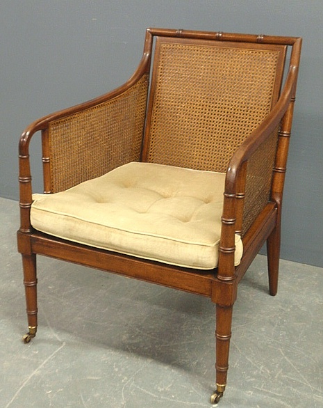 Appraisal: - Mahogany armchair by Kittinger with caned back and sides