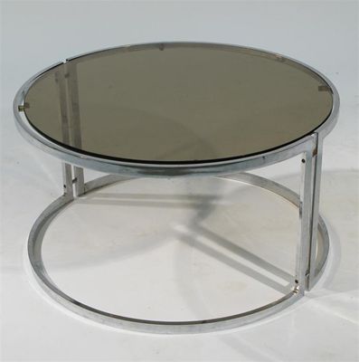 Appraisal: A William Plunkett Furniture polished steel and amethyst glass table