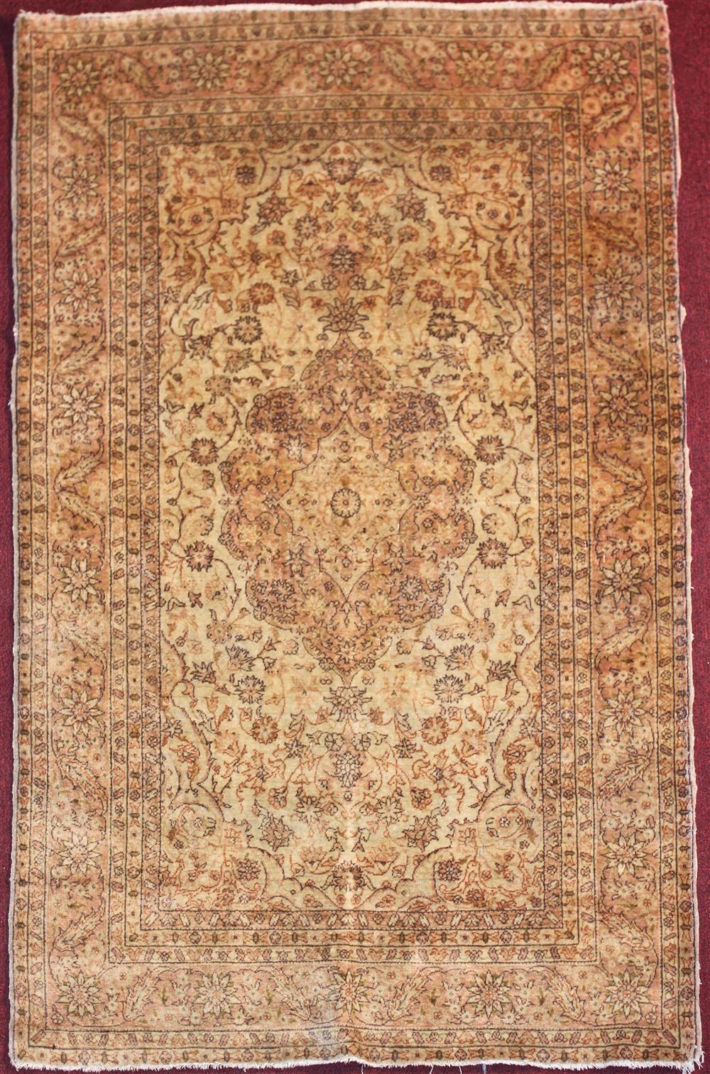 Appraisal: TABRIZ ORIENTAL RUG having floral patterns in golds and peaches