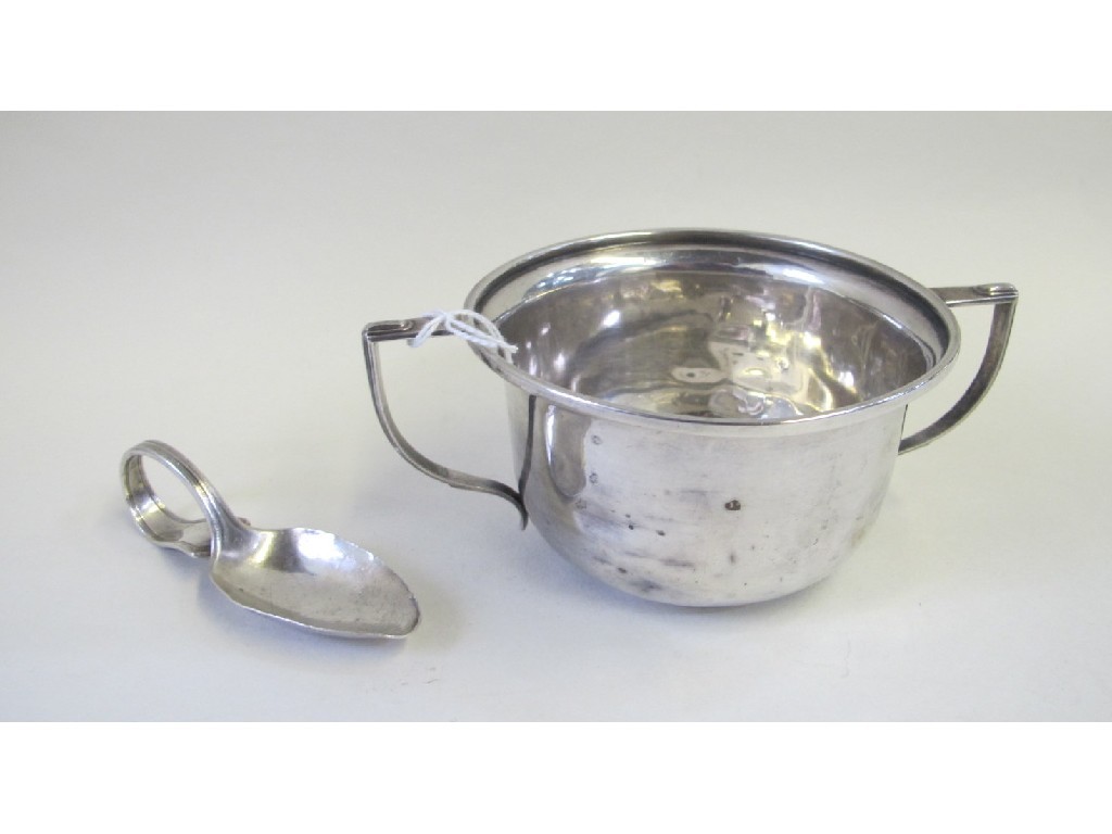 Appraisal: Lot comprising silver porringer and a silver spoon Birmingham and