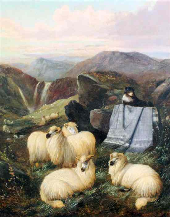 Appraisal: H E Jones th C oil on canvas Sheep dog