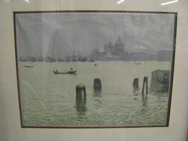 Appraisal: Drypoint Etching European Waterway signed x