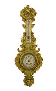 Appraisal: A LARGE FRENCH PARCEL GILTWOOD BAROMETER CHEZ LEVERGNE Rue St