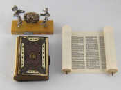 Appraisal: Judaica A th century Sedur prayer book a Torah roll